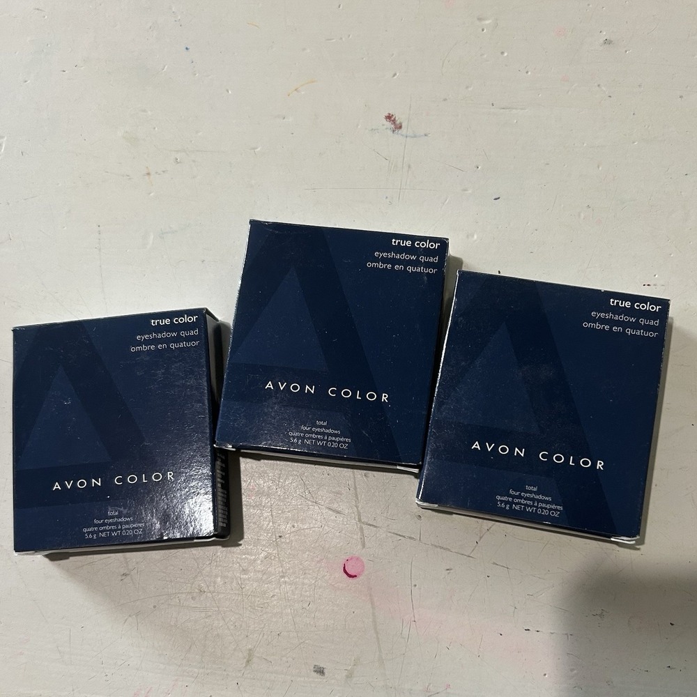 lot of 3 Avon True Color Ombré EyeShadow Quad Blue Illusions New In Box Makeup